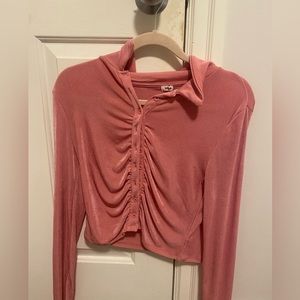 GARAGE PINK BUTTON UP SILK SHIRT